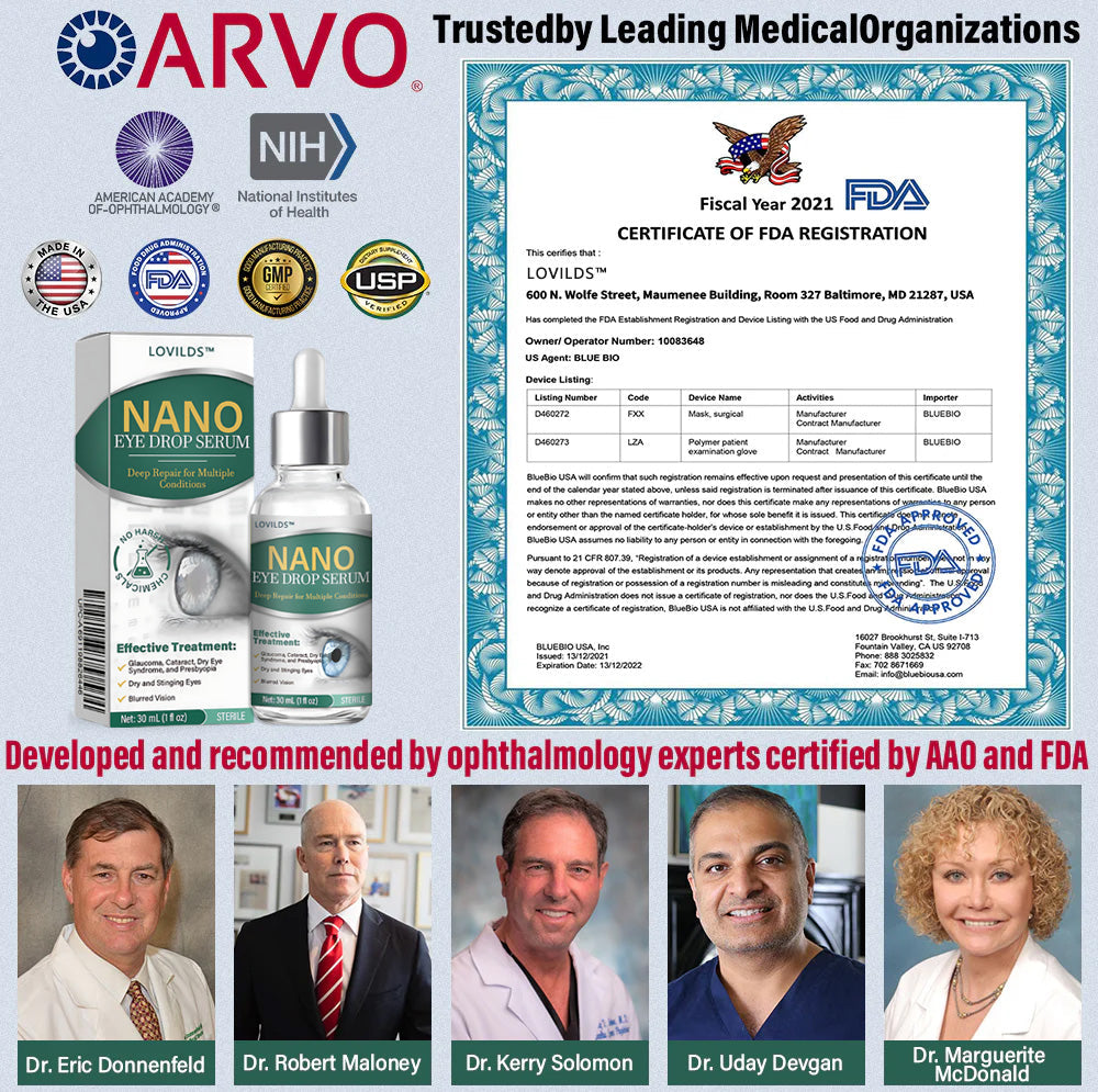 š©āāļøLOVILDS⢠Nano Eye Drops Serum ā
FDA Approved(Suitable for presbyopia, dry eye syndrome, glaucoma, and cataracts) š